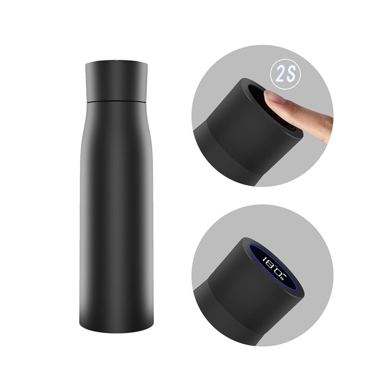 Self-Cleaning and Insulated Stainless Steel Water Bottle with UV Water Sanitizer - With Temperature Display