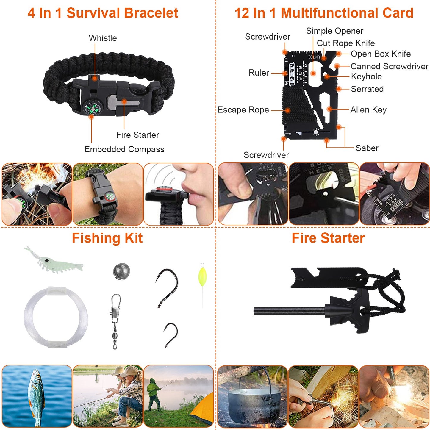 125Pcs Survival Kit - Professional Emergency Survival First Aid Kit, Supplies, Multi-tools