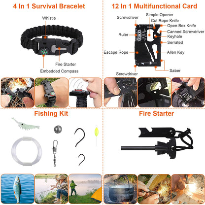 125Pcs Survival Kit - Professional Emergency Survival First Aid Kit, Supplies, Multi-tools