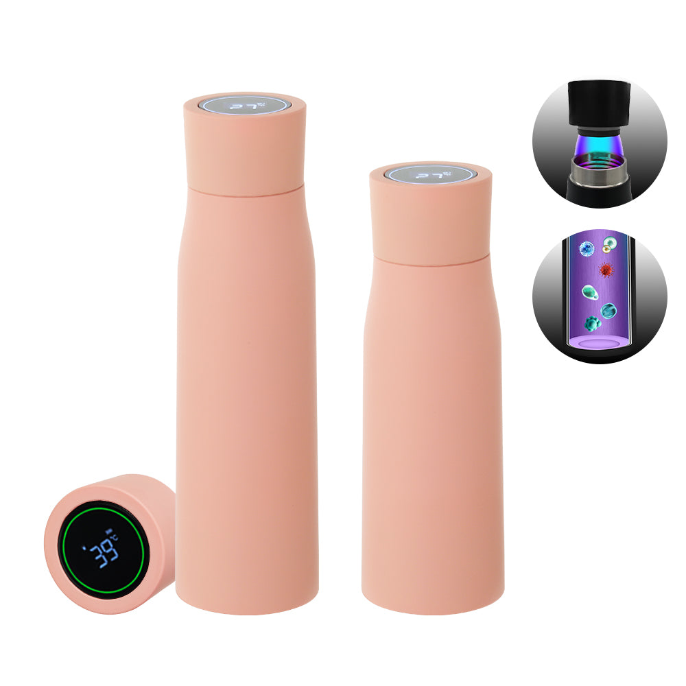 Self-Cleaning and Insulated Stainless Steel Water Bottle with UV Water Sanitizer - With Temperature Display