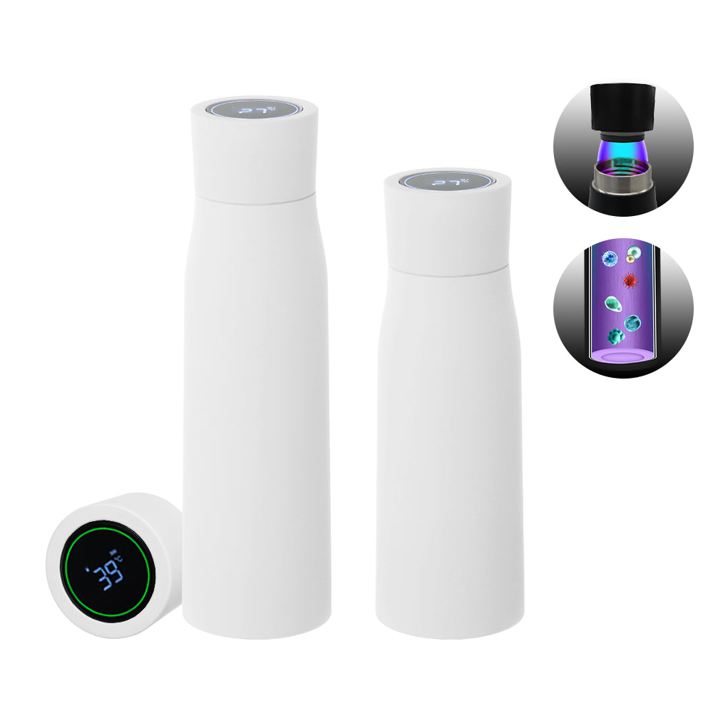 Self-Cleaning and Insulated Stainless Steel Water Bottle with UV Water Sanitizer - With Temperature Display