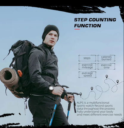 NORTH EDGE ALPS Carbon Fiber Smart Watch - UltraLight, Compass, Waterproof 50M, Step Counter