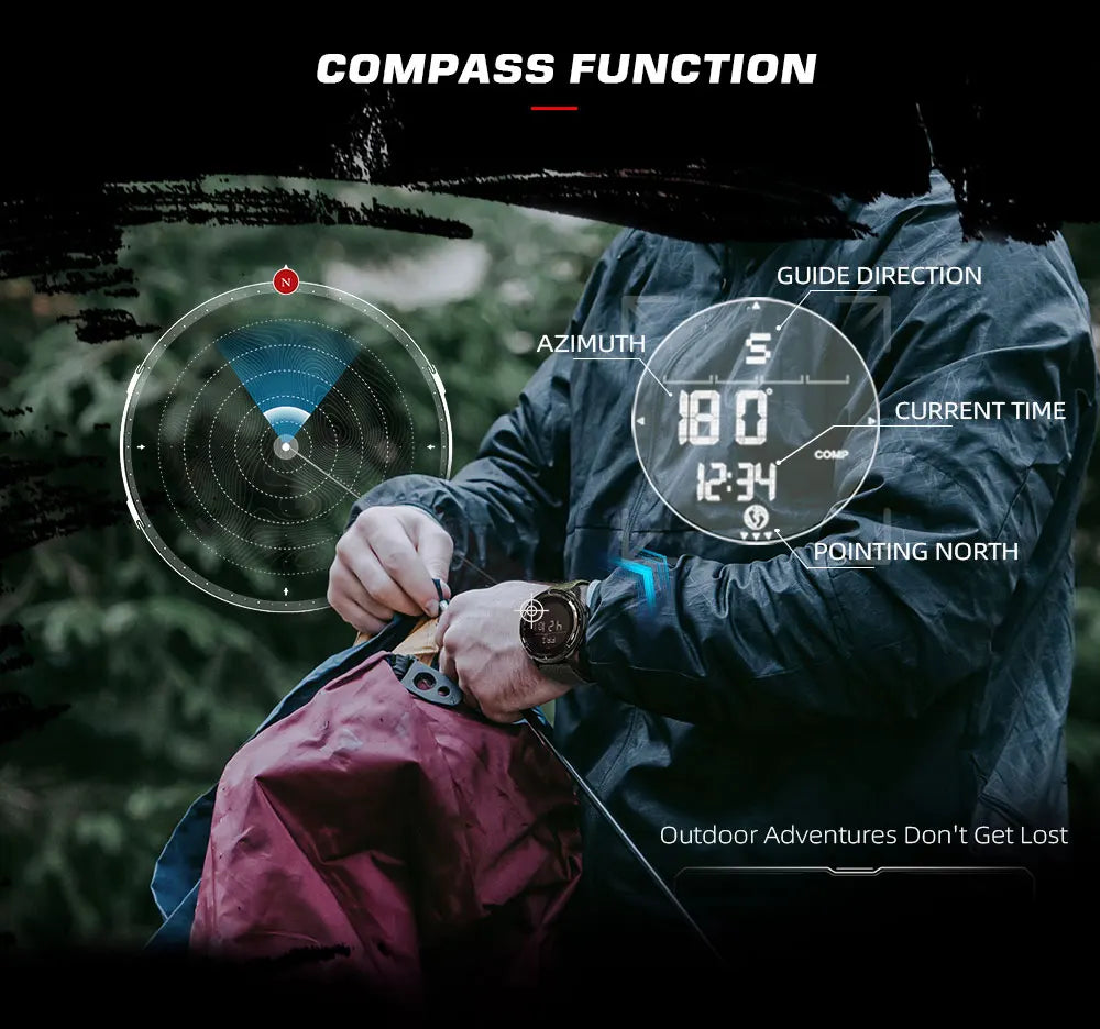 NORTH EDGE ALPS Carbon Fiber Smart Watch - UltraLight, Compass, Waterproof 50M, Step Counter