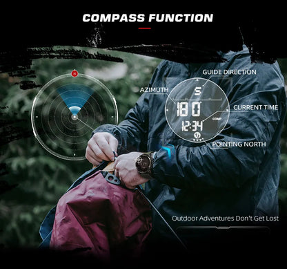 NORTH EDGE ALPS Carbon Fiber Smart Watch - UltraLight, Compass, Waterproof 50M, Step Counter