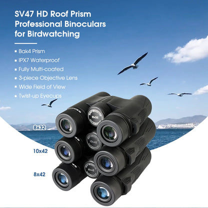 Svbony SV47 8x32/8x42/10x42 Binoculars - Bak4 Prism HD FMC Lens, IPX7 Waterproof