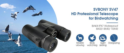 Svbony SV47 8x32/8x42/10x42 Binoculars - Bak4 Prism HD FMC Lens, IPX7 Waterproof