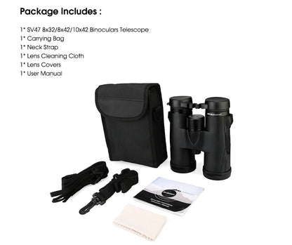 Svbony SV47 8x32/8x42/10x42 Binoculars - Bak4 Prism HD FMC Lens, IPX7 Waterproof