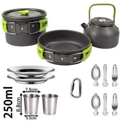 Camping Cooking Accessories Sets - Compact Nesting Camp Cookware - Lightweight Travel Tableware - Outdoor Picnic Set