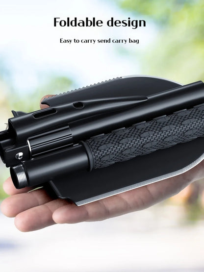 New Survival/Backpacking Folding Shovel & Pick - Steel Folding Spade with Serrated Edge & Carry Bag