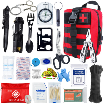 Emergency First Aid Kit With Molle Tactical Bag - Camping, Disaster, Survival, Accident Kit