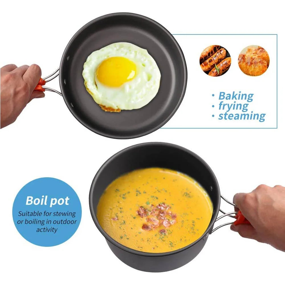 Camping Cooking Accessories Sets - Compact Nesting Camp Cookware - Lightweight Travel Tableware - Outdoor Picnic Set