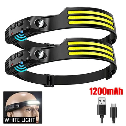 Lumi Light COB LED Headband - Waterproof Rechargeable Headlamp - Motion Sensing