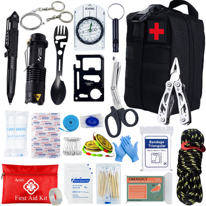 Emergency First Aid Kit With Molle Tactical Bag - Camping, Disaster, Survival, Accident Kit