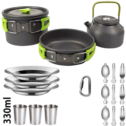 Camping Cooking Accessories Sets - Compact Nesting Camp Cookware - Lightweight Travel Tableware - Outdoor Picnic Set