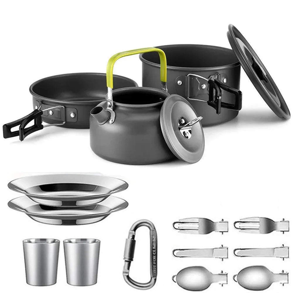 Camping Cooking Accessories Sets - Compact Nesting Camp Cookware - Lightweight Travel Tableware - Outdoor Picnic Set