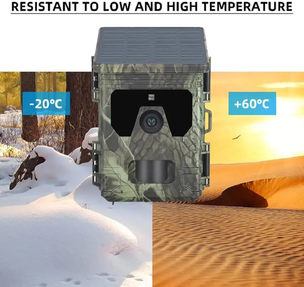 Solar Trail Camera - 30MP/2K Video - Solar Panel Charger -  Infrared Night Vision - Motion Camera