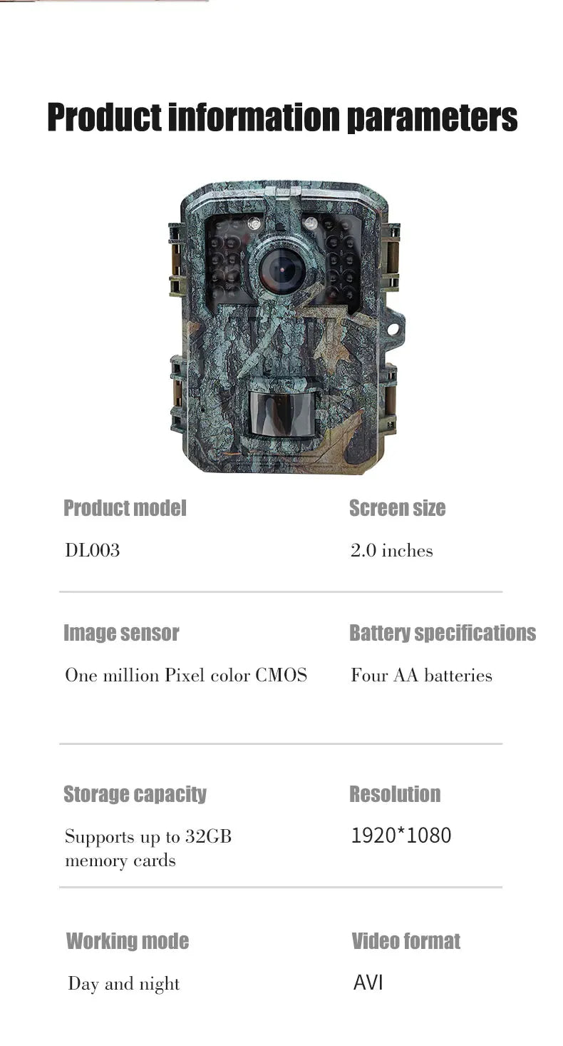 BORME Mini Trail Camera - MiniDL003 16MP 1080P - Night Vision Photo - Motion Camera