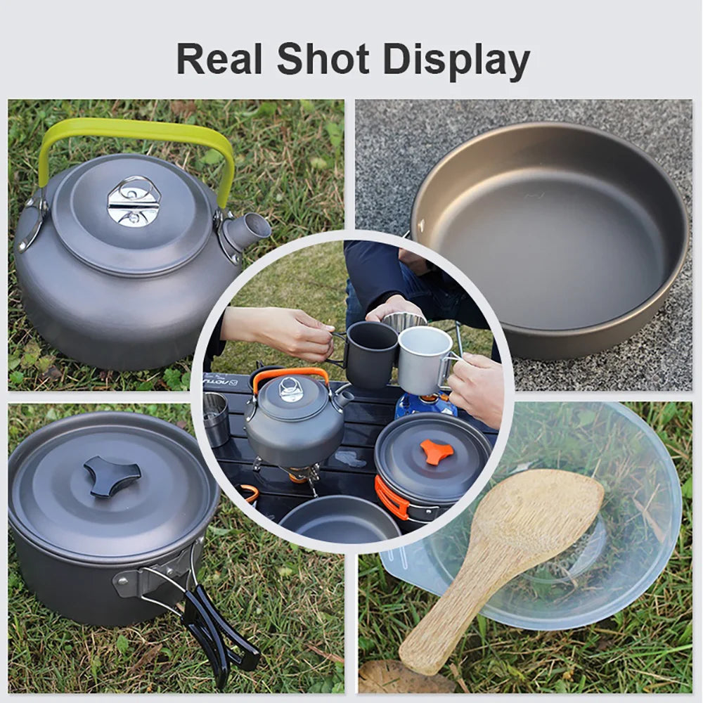 Camping Cooking Accessories Sets - Compact Nesting Camp Cookware - Lightweight Travel Tableware - Outdoor Picnic Set
