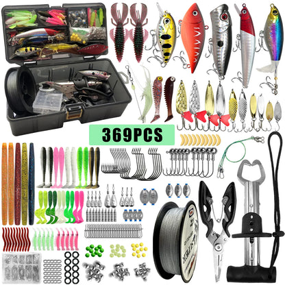 140/369pcs Fishing Accessories Set With Tacklebox - Includes Everything You Need To Get Started