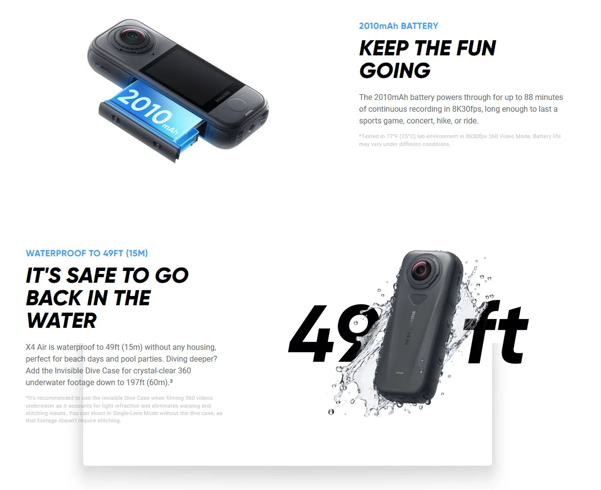 Insta360 X4 Air 2025 New Launch 360 Action Camera 8K 30fps Lightweight 165g Replaceable Lens Insta 360 Original Sports Cam