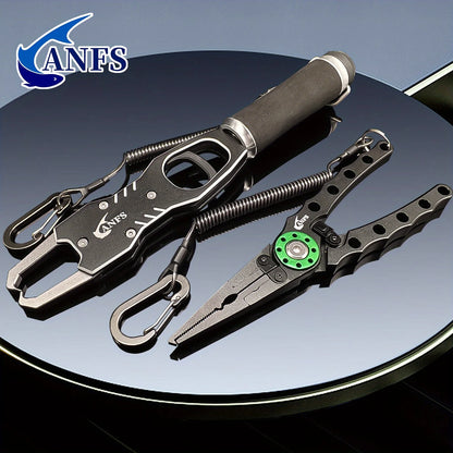 ANFS Fish Lip Gripper Pliers - Fishing Lip Gripper with Scale 40LB/18KG - Lockable Fish Gripping Pliers