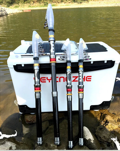 Carbon Fiber Collapsible Fishing Rod and Reel -  1.8-3.6m and 5.2:1 Gear Ratio Stainless Reel with Line