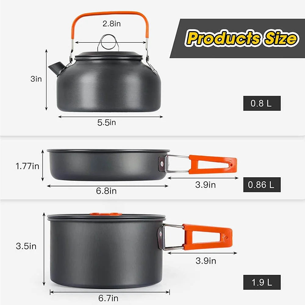 Camping Cooking Accessories Sets - Compact Nesting Camp Cookware - Lightweight Travel Tableware - Outdoor Picnic Set