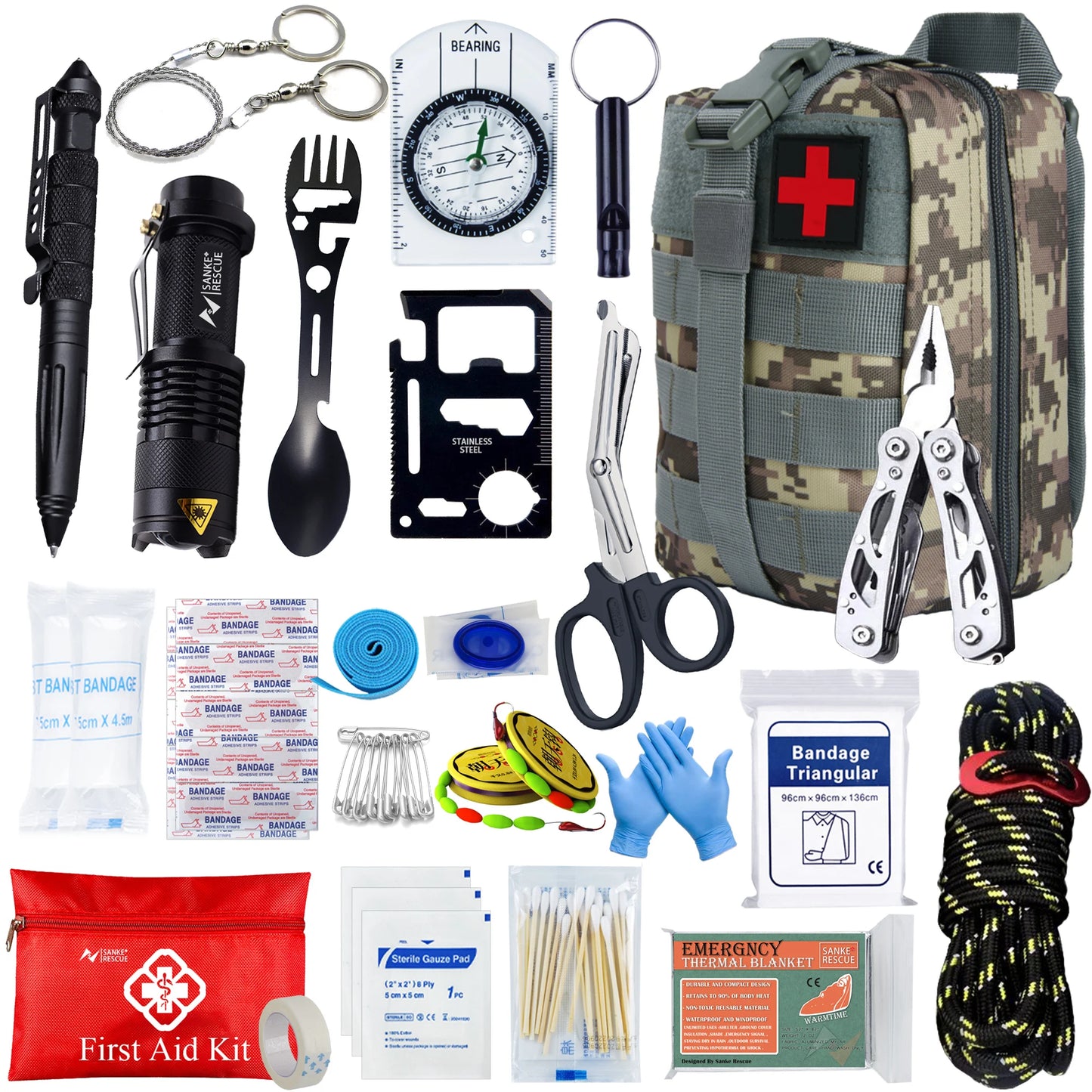 Emergency First Aid Kit With Molle Tactical Bag - Camping, Disaster, Survival, Accident Kit