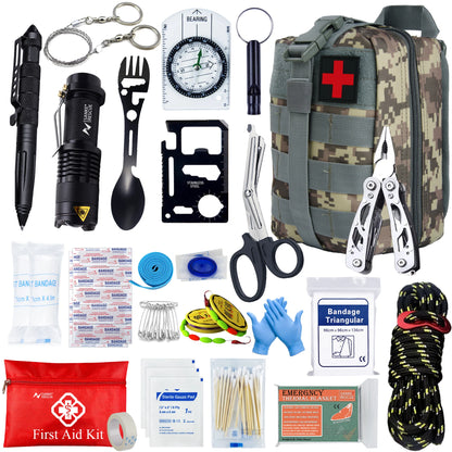 Emergency First Aid Kit With Molle Tactical Bag - Camping, Disaster, Survival, Accident Kit