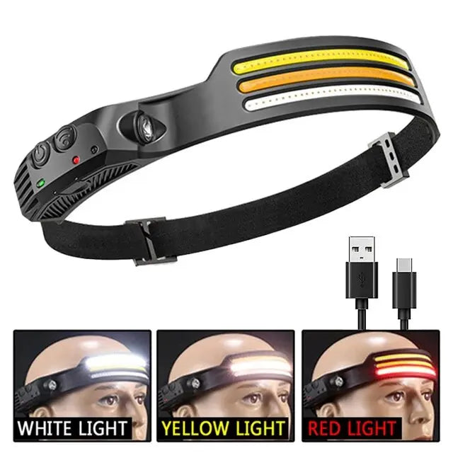 Lumi Light COB LED Headband - Waterproof Rechargeable Headlamp - Motion Sensing