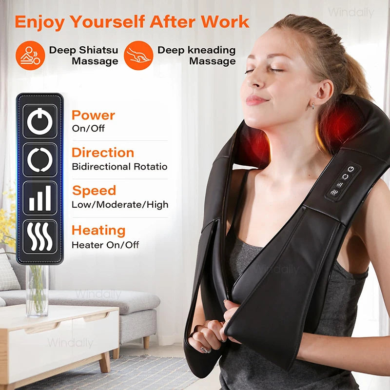 4D Shiatsu Neck, Shoulder, and Back Massager with Heat