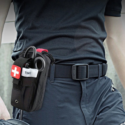 First Aid Tourniquet Kit - Emergency Medical Rescue EDC Pouch - Gauze, Scissors, Molle Survival Tool