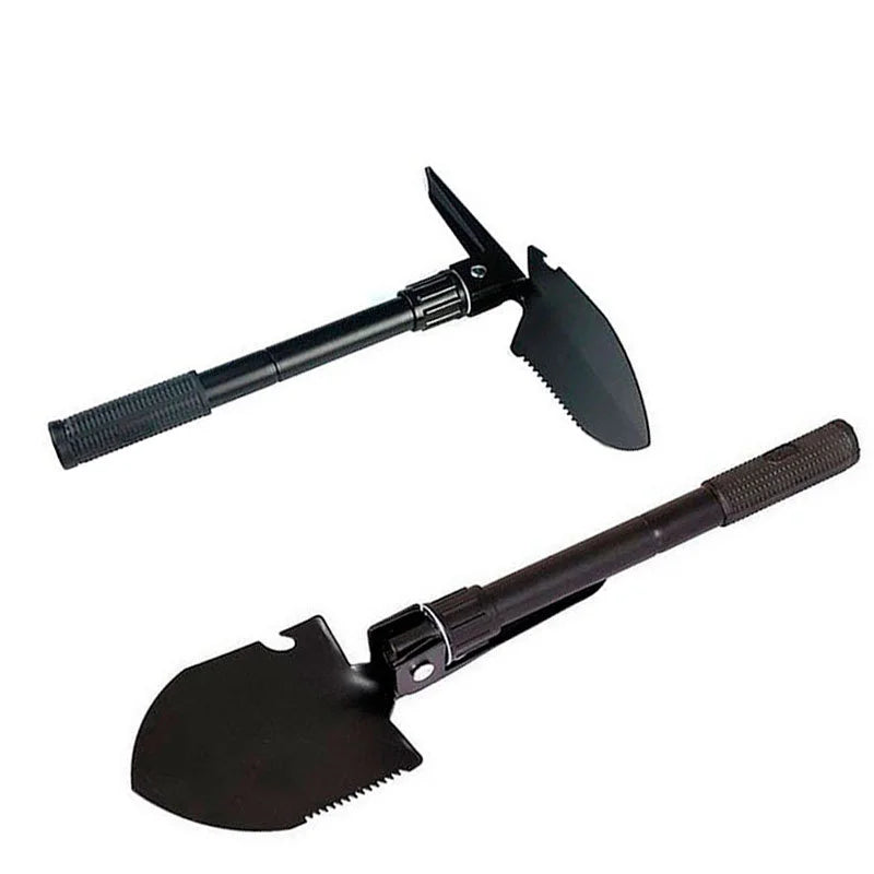 Survival/Backpacking Folding Shovel & Pick - Steel Folding Spade with Serrated Edge & Carry Case
