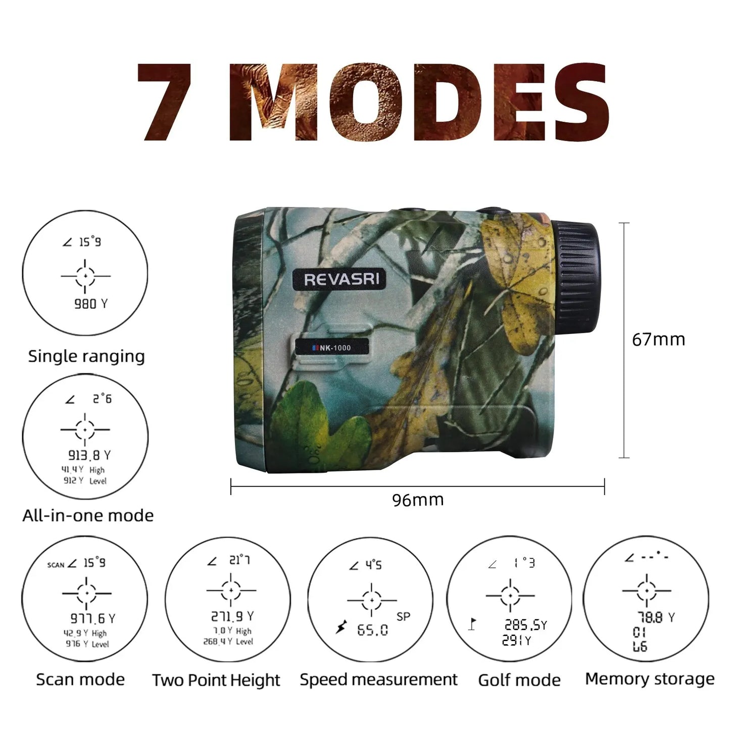REVASRI Hunting Laser Rangefinder 1000 Yard Range - Rechargeable Battery - Target Acquisition Technology - Slope Compensation