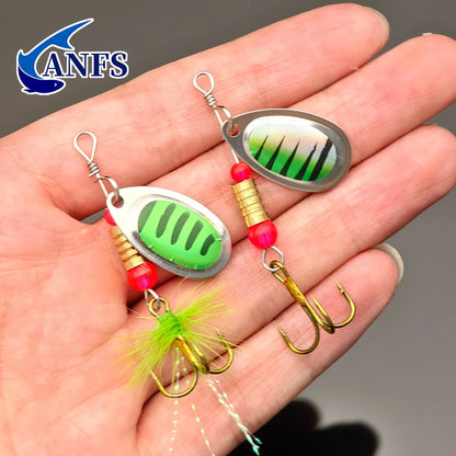 ANFS 16pcs Spinner/Spoons - Metal Fishing Spinners, Spinner Lures with Portable Carry Bag - Fishing Lures Kit