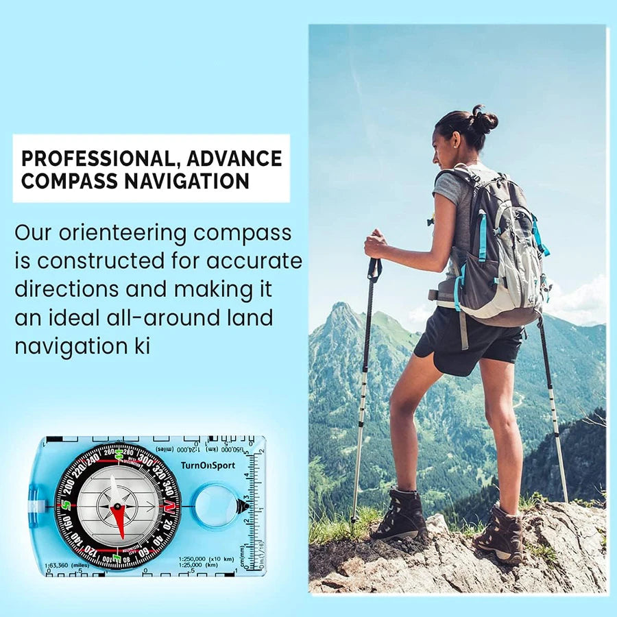 Professional Survival Compass - Hiking, Backpack, Outdoor Navigation & Map Reading