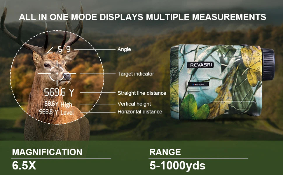 REVASRI Hunting Laser Rangefinder 1000 Yard Range - Rechargeable Battery - Target Acquisition Technology - Slope Compensation