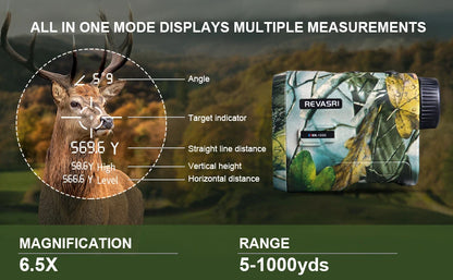 REVASRI Hunting Laser Rangefinder 1000 Yard Range - Rechargeable Battery - Target Acquisition Technology - Slope Compensation