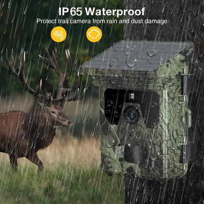 Solar Trail Camera - 30MP/2K Video - Solar Panel Charger -  Infrared Night Vision - Motion Camera