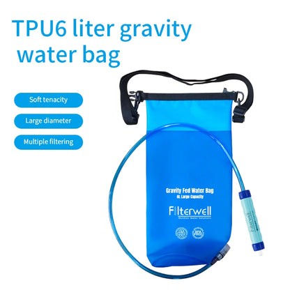 Filterwell 6L Gravity Fed Water Purifying Filter Bag - Water Filtration System - Emergency Survival Camping Water Purifier