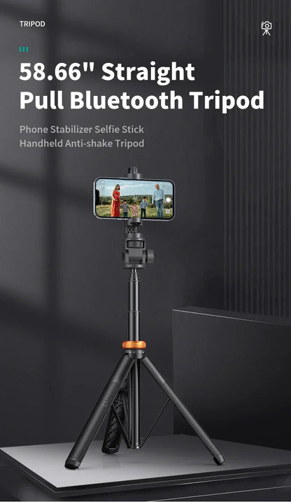 62" Phone Tripod, Tripod for Phone & Selfie Stick with Remote, Extendable Solid Travel Stand