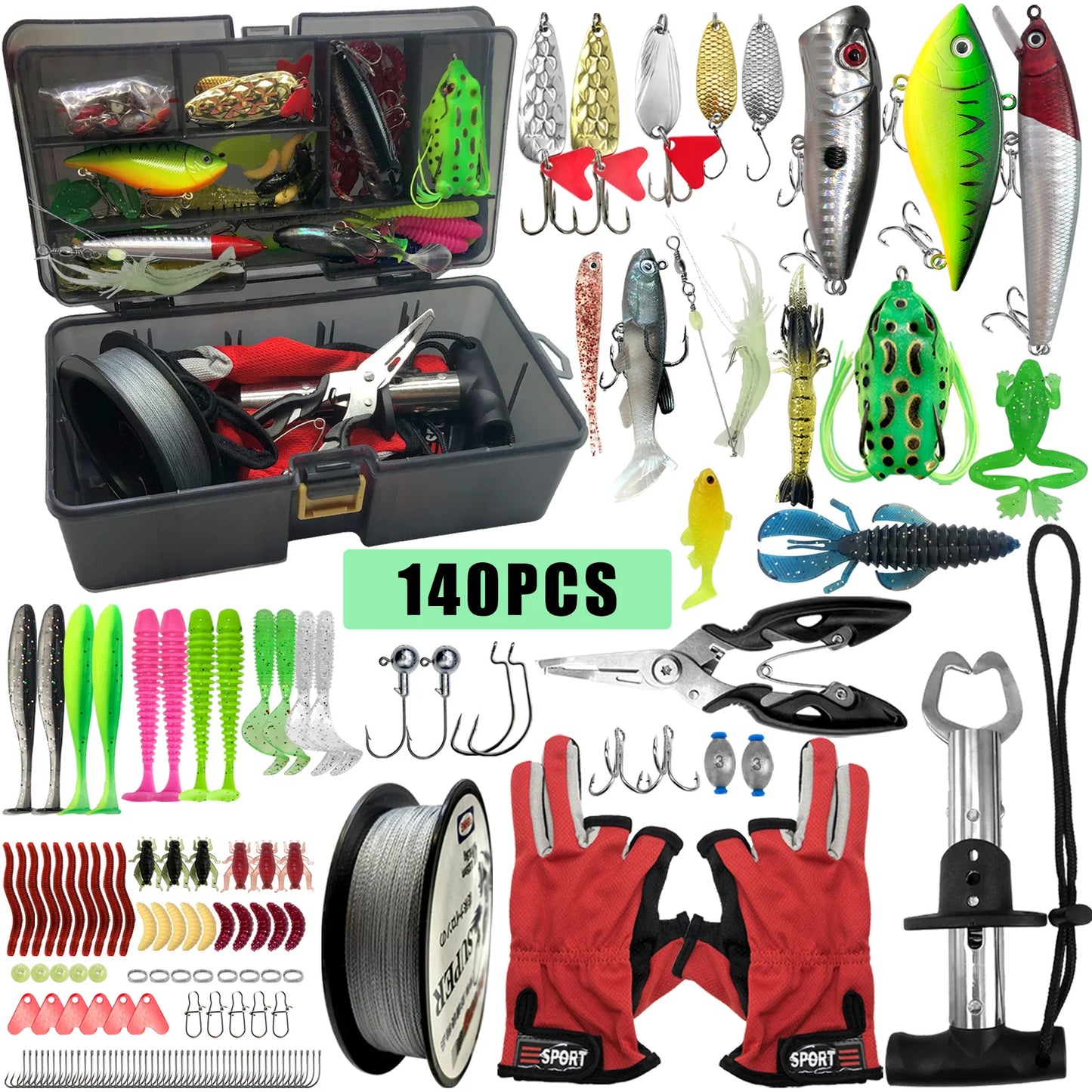 140/369pcs Fishing Accessories Set With Tacklebox - Includes Everything You Need To Get Started
