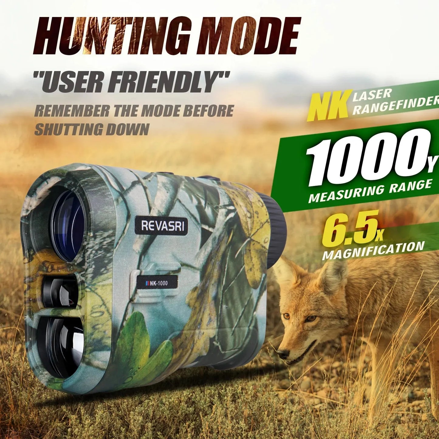 REVASRI Hunting Laser Rangefinder 1000 Yard Range - Rechargeable Battery - Target Acquisition Technology - Slope Compensation