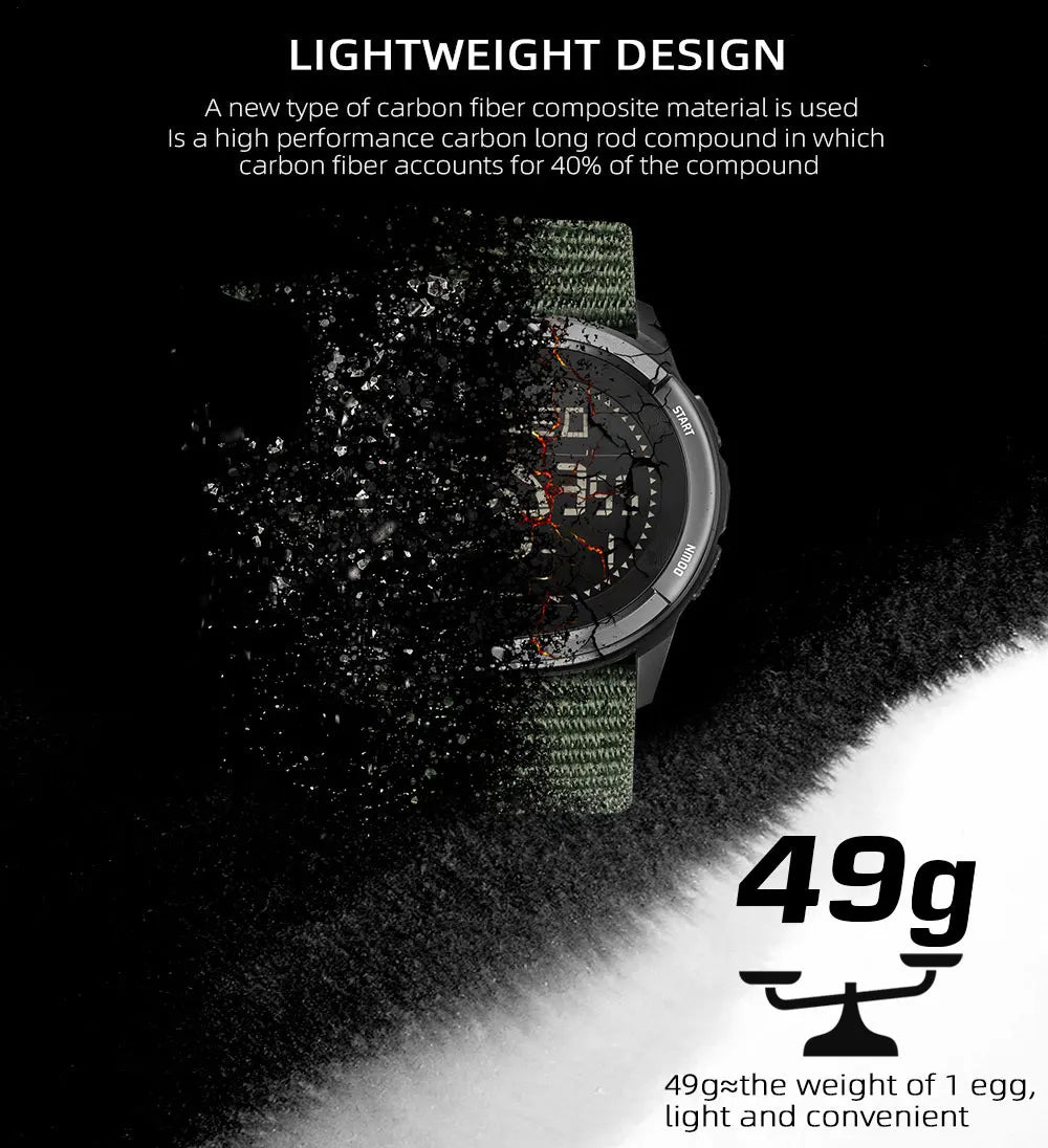 NORTH EDGE ALPS Carbon Fiber Smart Watch - UltraLight, Compass, Waterproof 50M, Step Counter