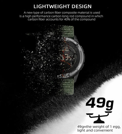 NORTH EDGE ALPS Carbon Fiber Smart Watch - UltraLight, Compass, Waterproof 50M, Step Counter