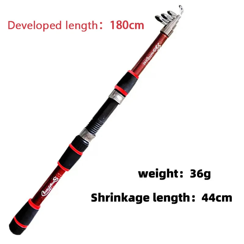 Collapsible Fishing Rod - Full Kids Fishing Kit With Travel Bag and Lures