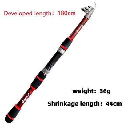 Collapsible Fishing Rod - Full Kids Fishing Kit With Travel Bag and Lures