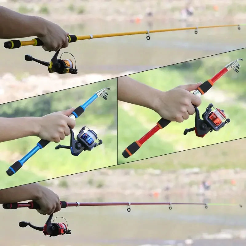 Collapsible Fishing Rod - Full Kids Fishing Kit With Travel Bag and Lures