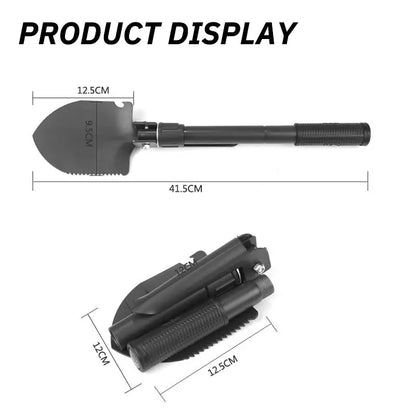 Survival/Backpacking Folding Shovel & Pick - Steel Folding Spade with Serrated Edge & Carry Case