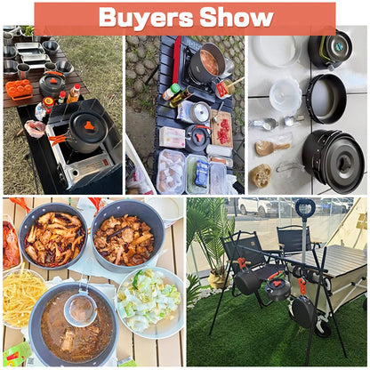 Camping Cooking Accessories Sets - Compact Nesting Camp Cookware - Lightweight Travel Tableware - Outdoor Picnic Set
